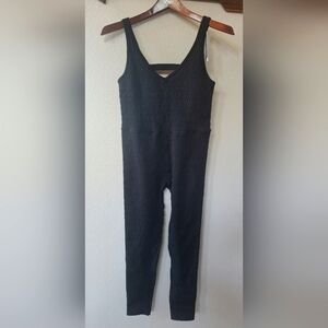 NWT Joy Lab Black Textured Bodysuit Tank Cross Back Stretch Size M